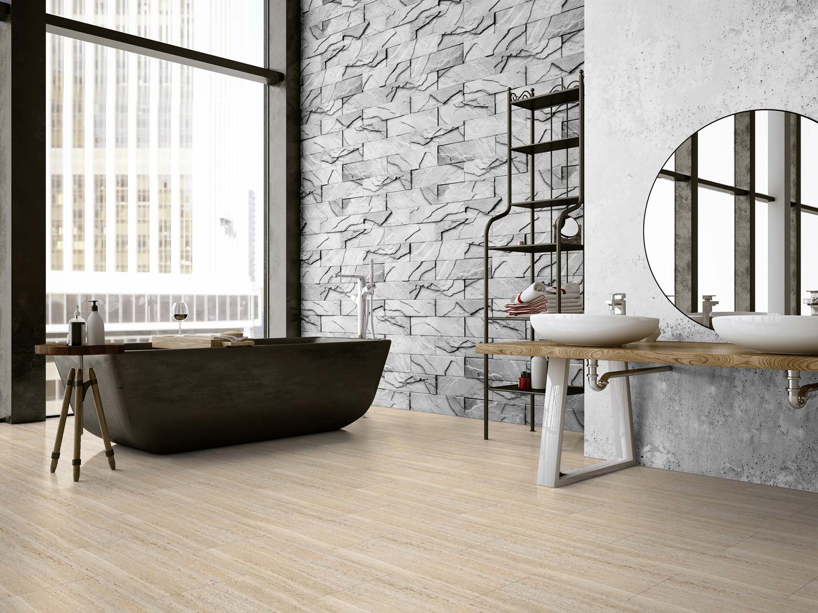 Dalle de sol PVC adhésive effet pierre travertin GERFLOR Senso Auto-adhesif - 8