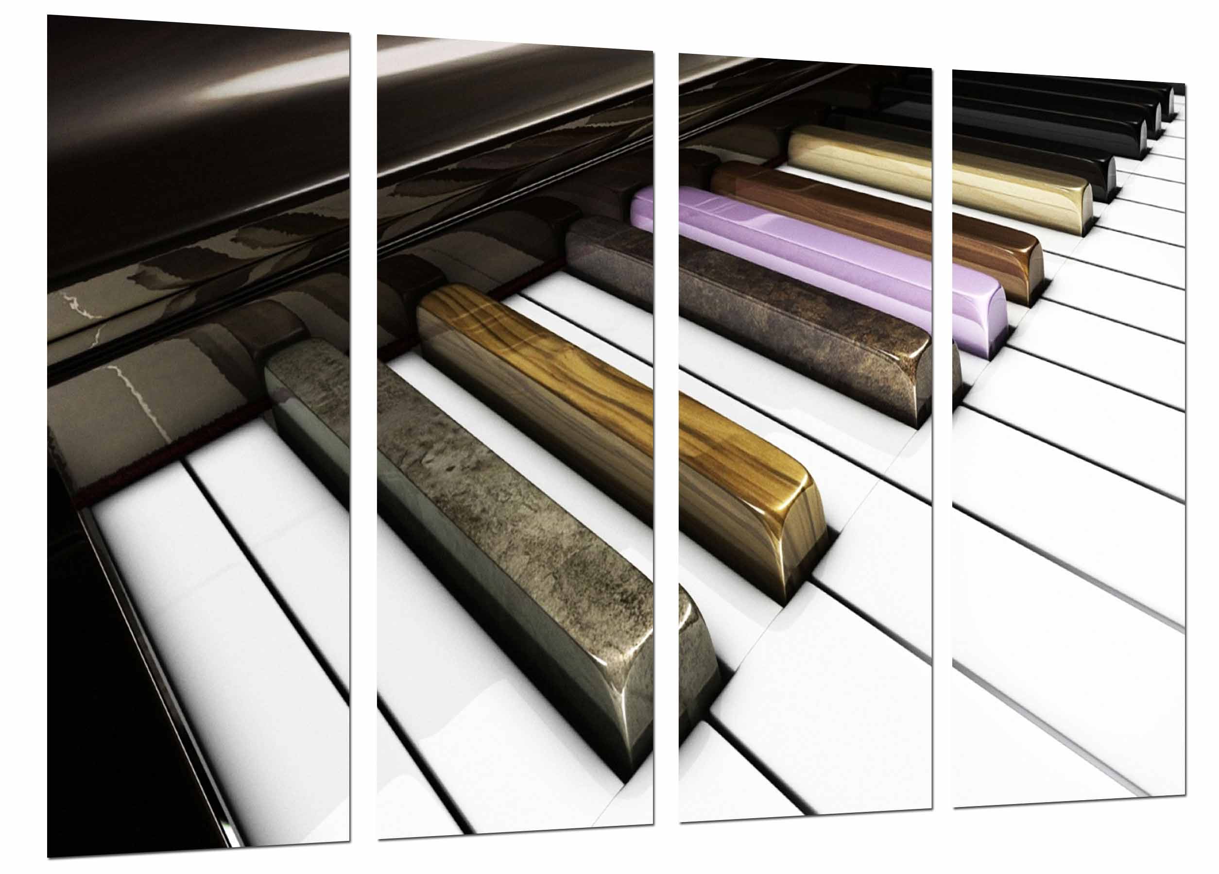 Teclas piano, decoracion musical toque color , impresión fotográfica sobre madera, cuadro moderno decorativo