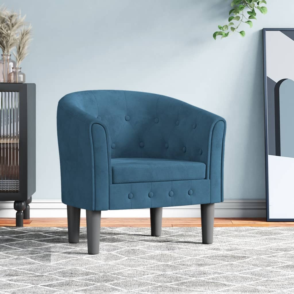 Fauteuil En Velours Et Bois Moderne, Marque VidaXL - Neuf, Style Salon, Chaise Confortable