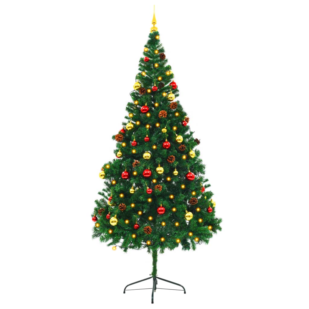 Maison Exclusive - Albero di Natale Preilluminato con Palline Verde 210 cm - 3