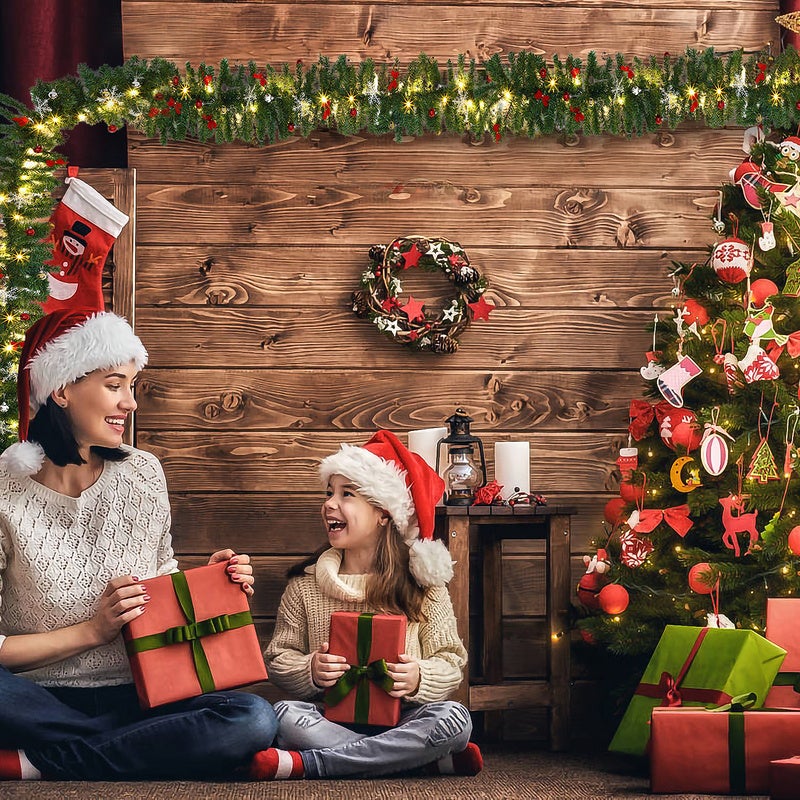 Albero di Natale artificiale decorazioni ghirlanda 5m 100LEDs con ornamenti - 6