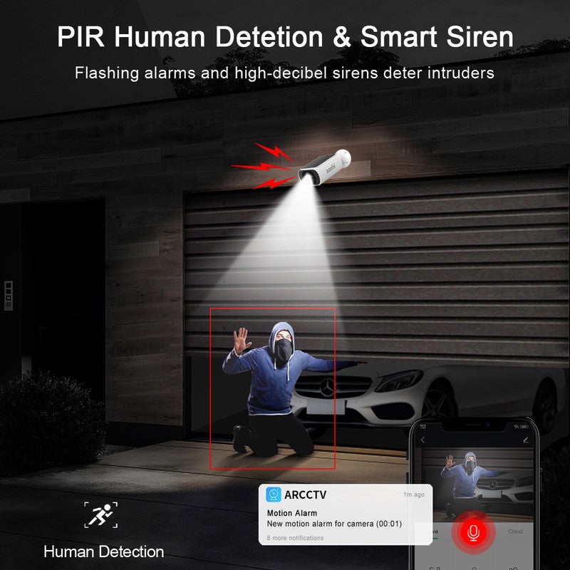 Lot de 2 caméras de surveillance sans fil d'extérieur, à énergie solaire, Wi-Fi double bande, vision nocturne couleur ZOOHI C3 - 3