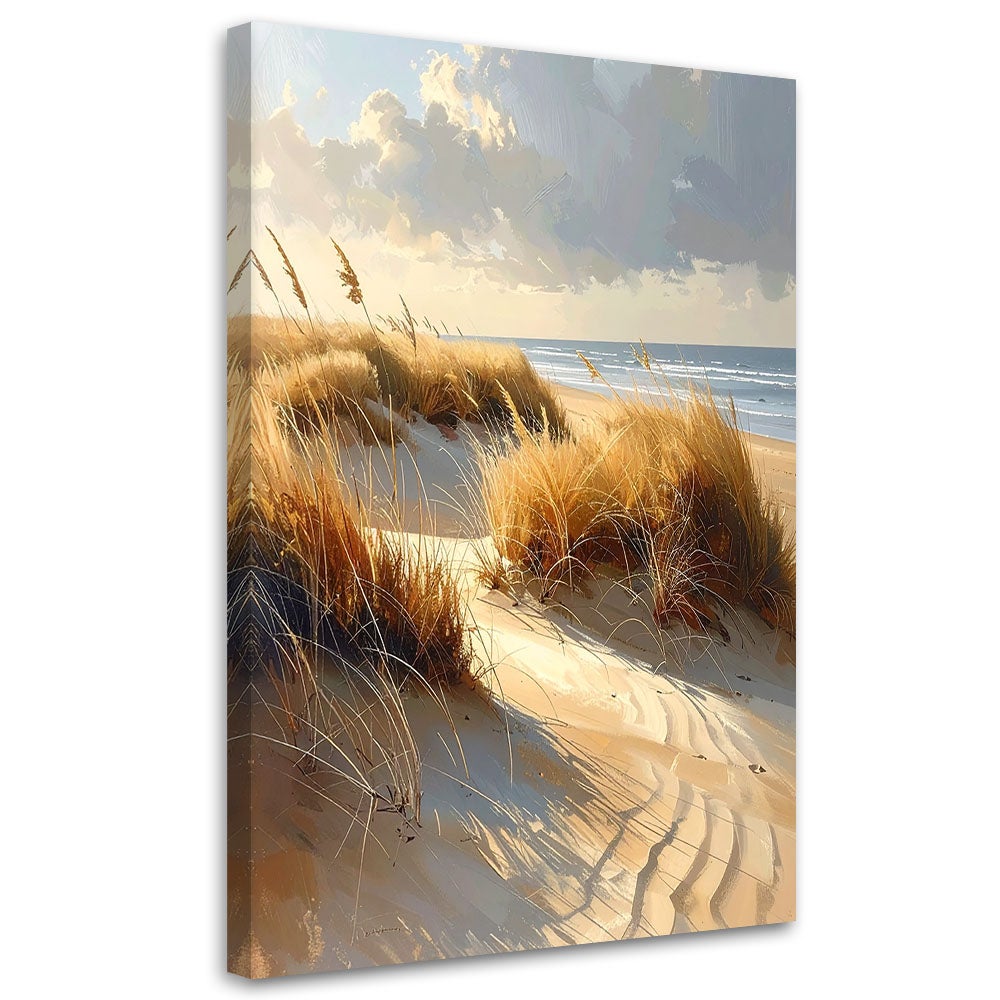 Obraz do salonu sypialni biura, Plaża z Wydmami nad Morzem Krajobraz przy Zachodzie Słońca 20x30