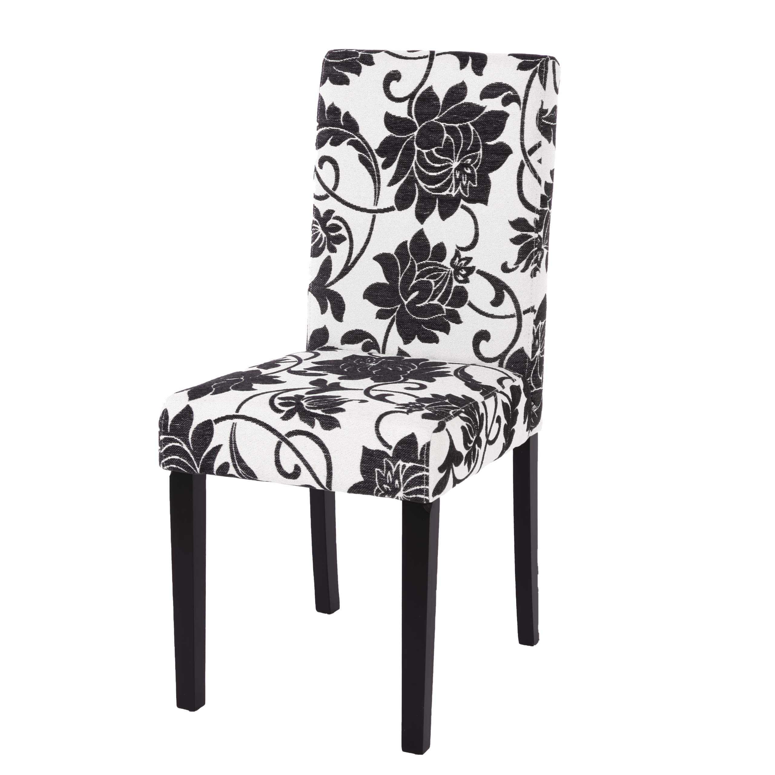 Silla de comedor/cocina en tejido jacquard negro con patas oscuras diseño moderno 04_0002323