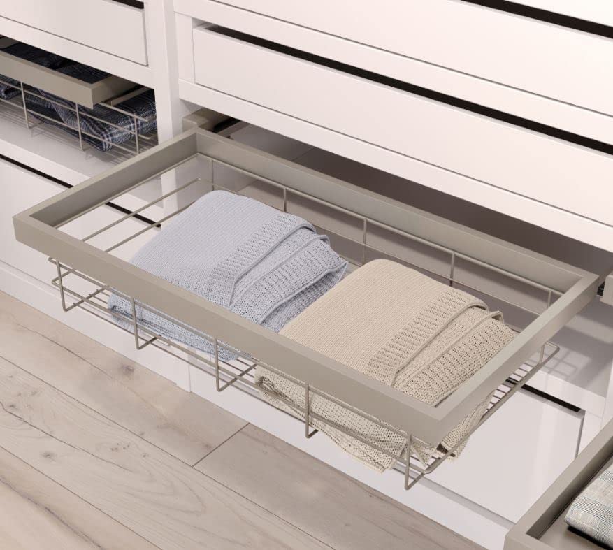 Emuca Rack avec glissières à fermeture douce pour accessoires d'armoire Hack, 760 - 794, Peint gris pierre, 1 lot de 2 unités - 4