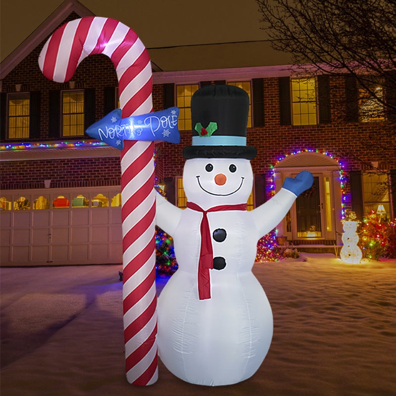 Omdekor Pupazzo Di Neve Gonfiabile Gigante Da 210 Cm Con Luci LED, Impermeabile IP44, Per Esterni E Interni, Completo Di Soffiatore E Picchetti - 3