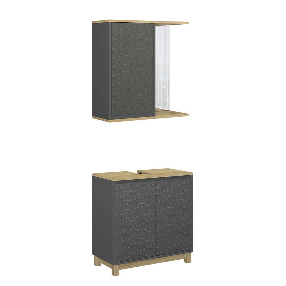 Vicco Zestaw mebli łazienkowych Livia, Antracyt/dąb, 2 części