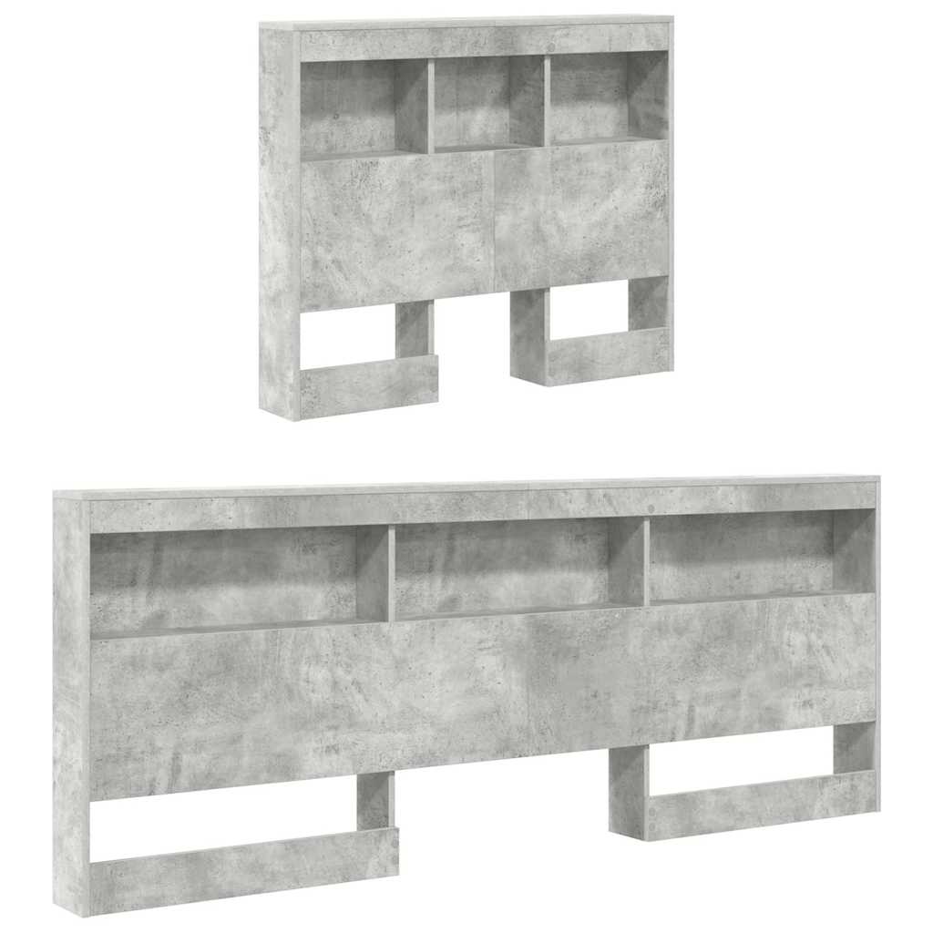Lit bibliothèque, panneau de bois, gris béton, pour la chambre, 75 × 190 cm - 5