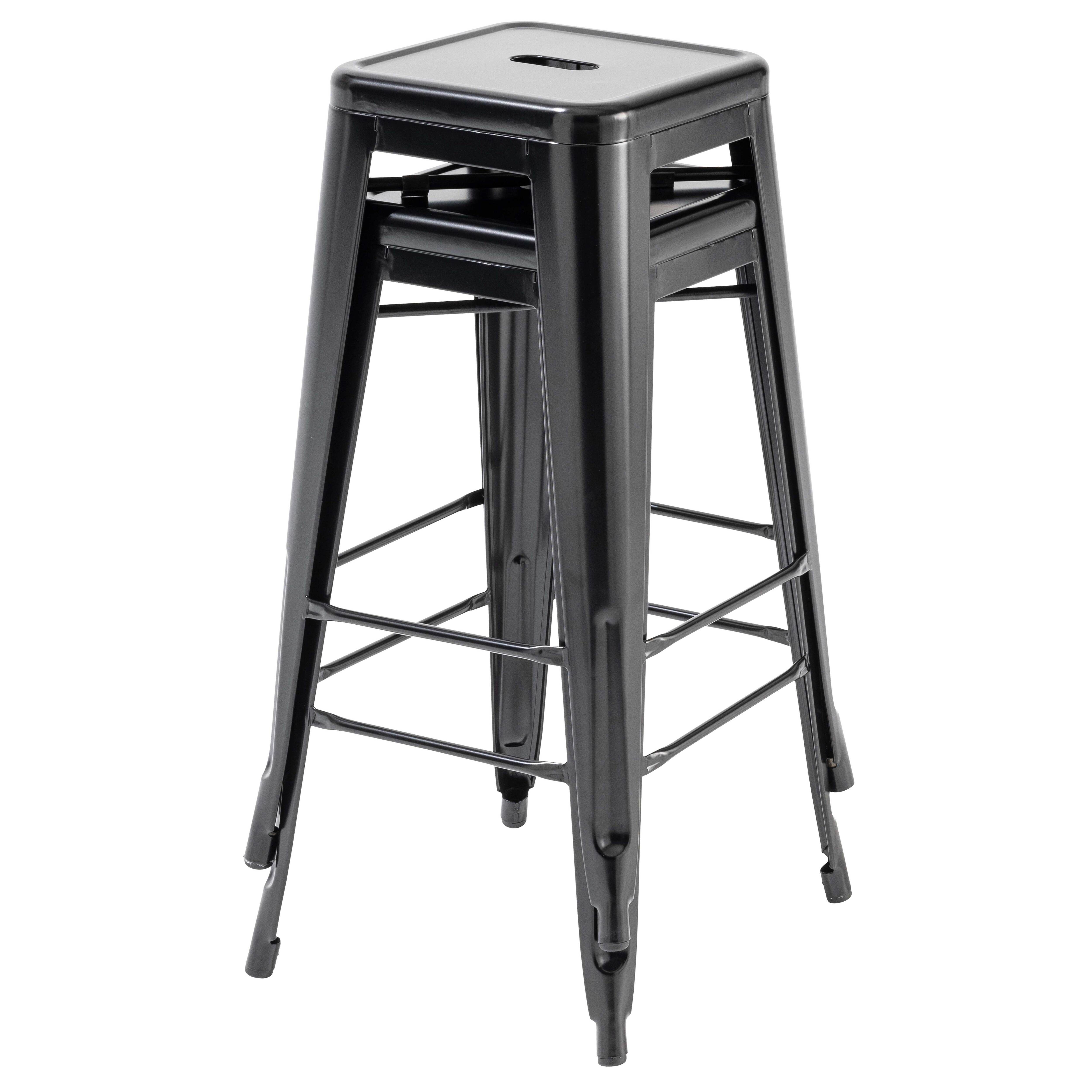 Lot de 4 tabourets de bar en acier noir mat - 4