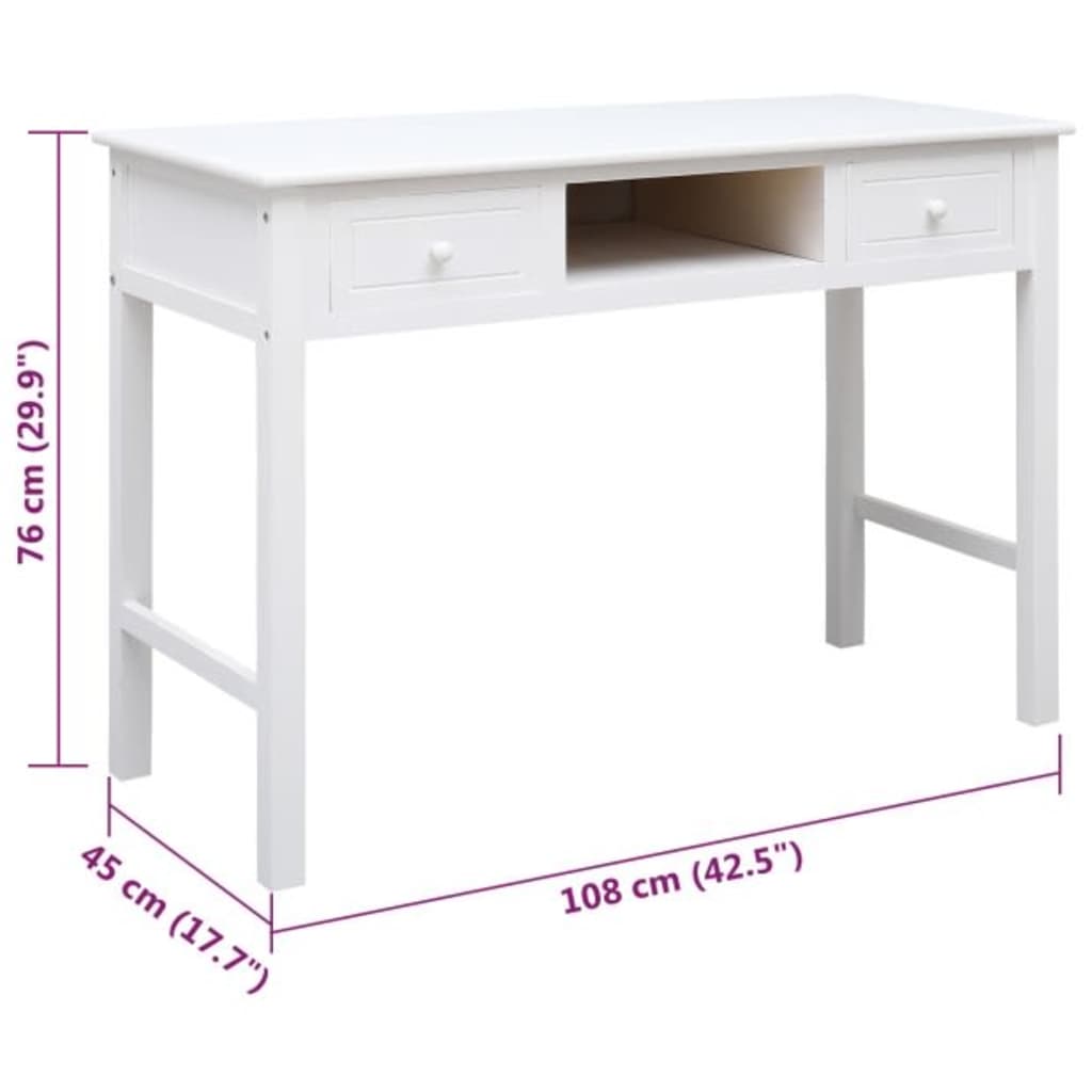 Buffet Blanc 108x45x76 cm Bois de Paulownia massif - 9