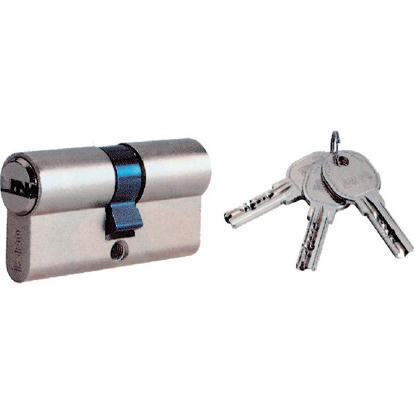 Cilindro Di Sicurezza ISEO Modello R6 - Nichel Opaco, Con 3 Chiavi, Lunghezza 65 Mm