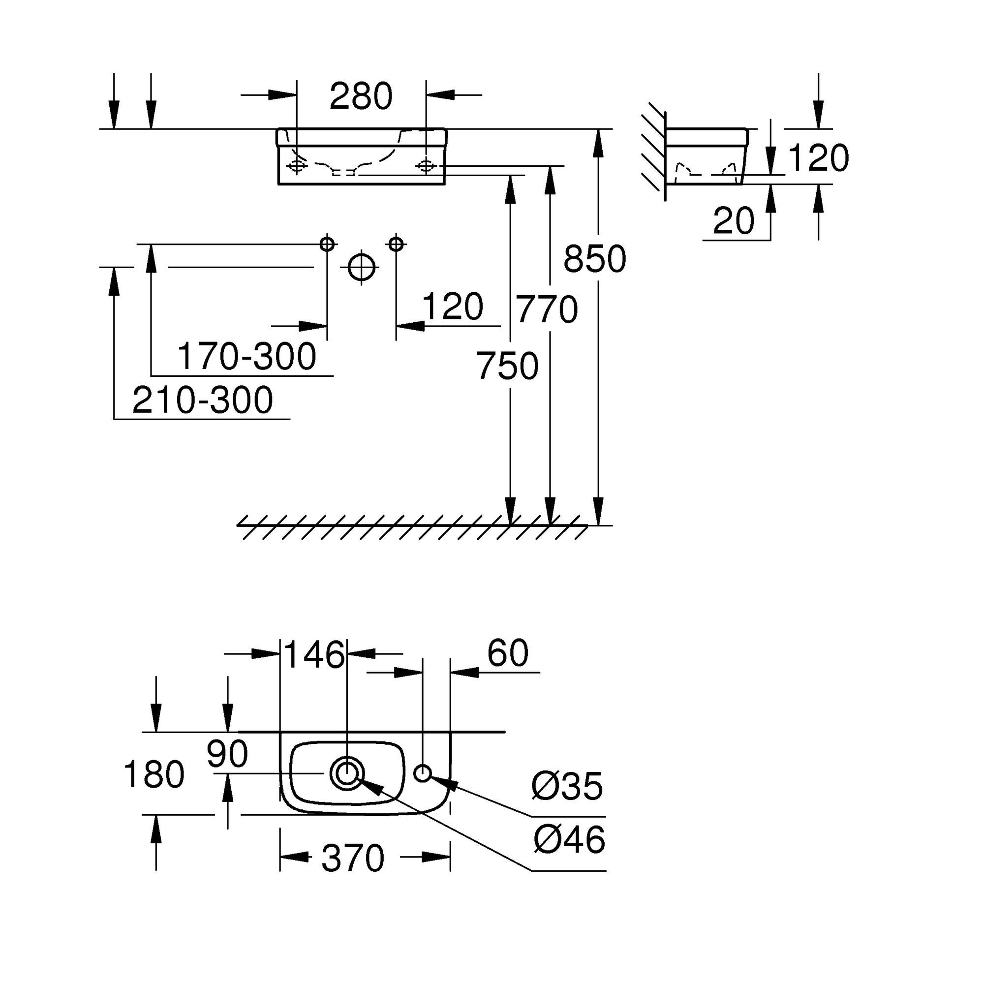 GROHE - Lave mains Euro Ceramic 37x18 cm - 4