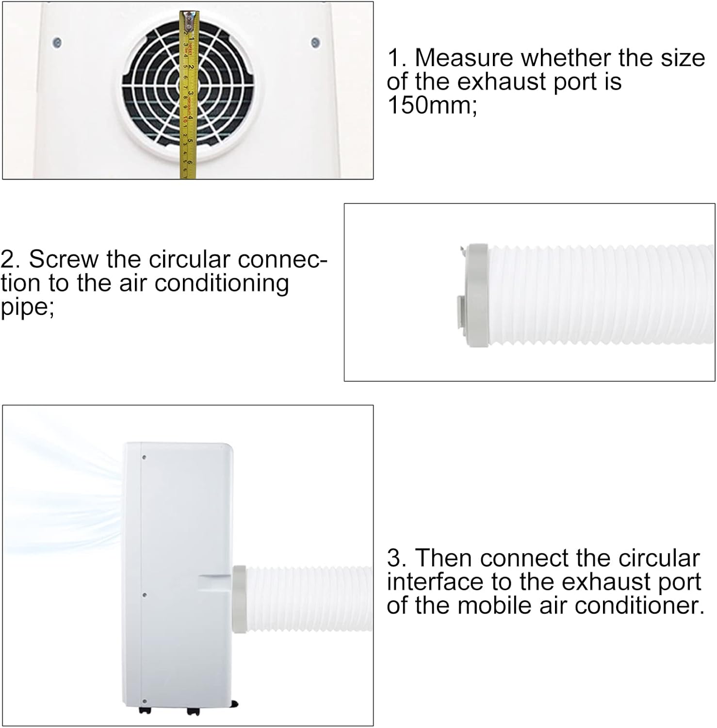 Connecteur 150 mm pour climatiseur mobile – Raccord ABS robuste, compatible la majorité des modèles - 3