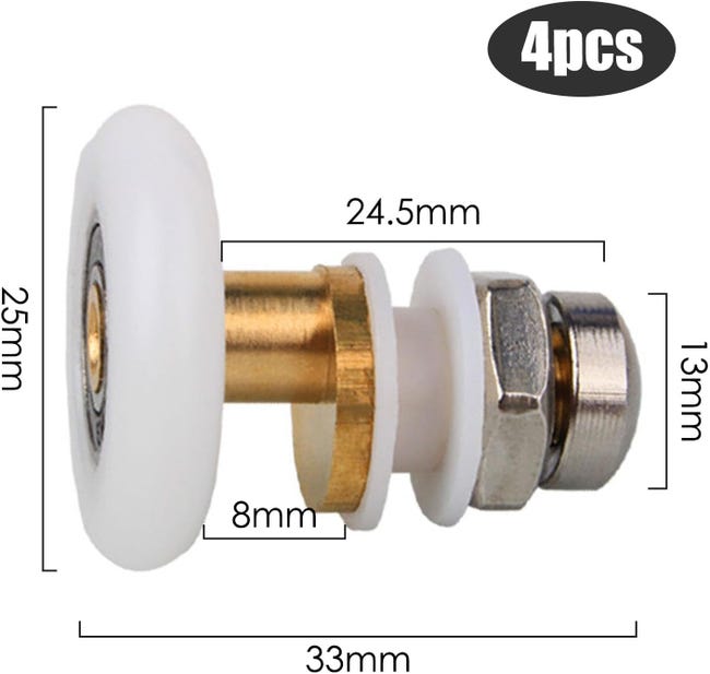 Pulegge per porte scorrevoli in vetro da 25 mm, kit di Pulegge per porte scorrevoli in vetro da 25 mm, kit di