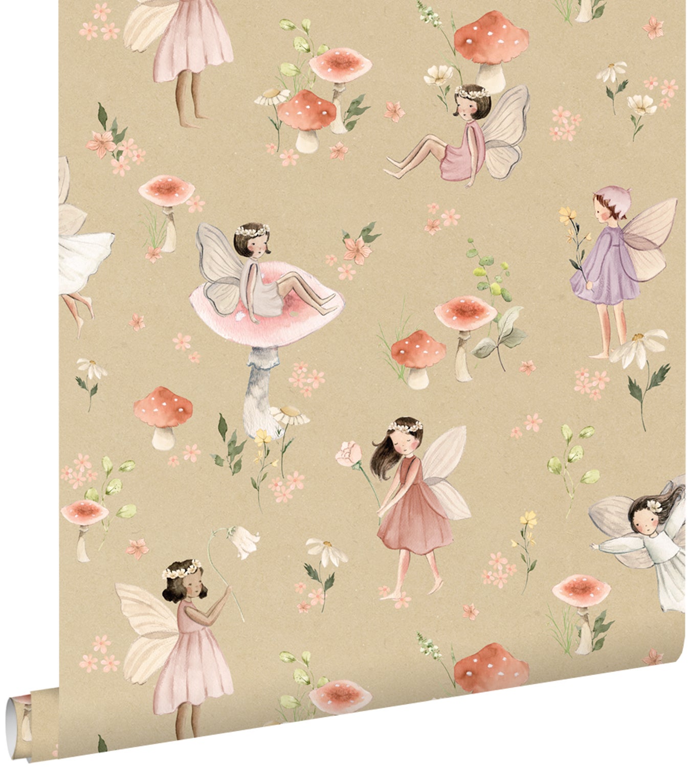 Tapeta wróżki różowymIzielonym - 50 x 900 cm - ESTAHOME
