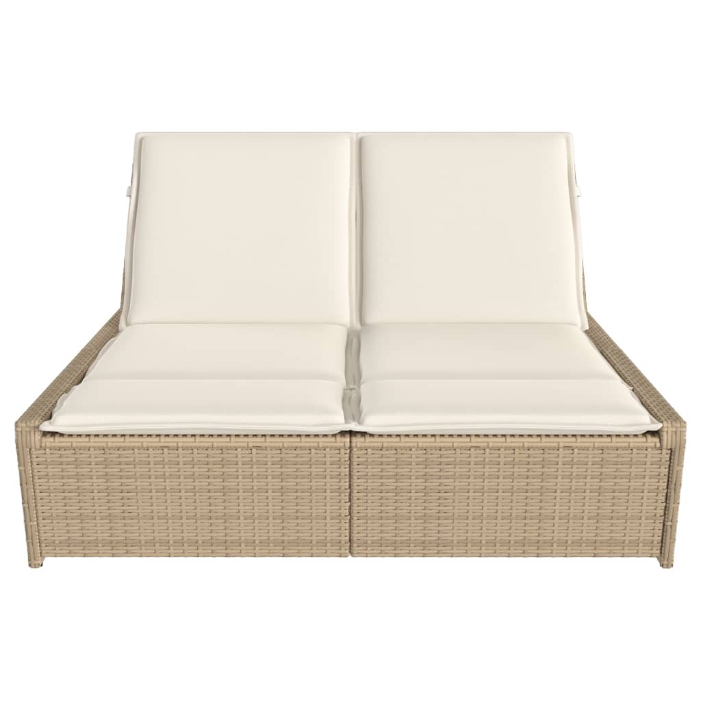 Chaise longue double avec coussins beige résine tressée vidaXL - 4