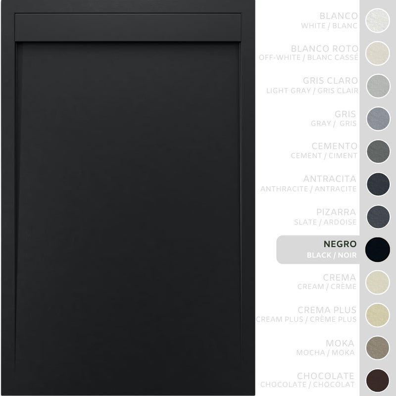 SOULHOME Brodzik prysznicowy– Żywica– Gel Coat– Gładka/Kamienna tekstura – Antypoślizgowy – czarny- 120x90- Niski 3cm– Minimalistyczny