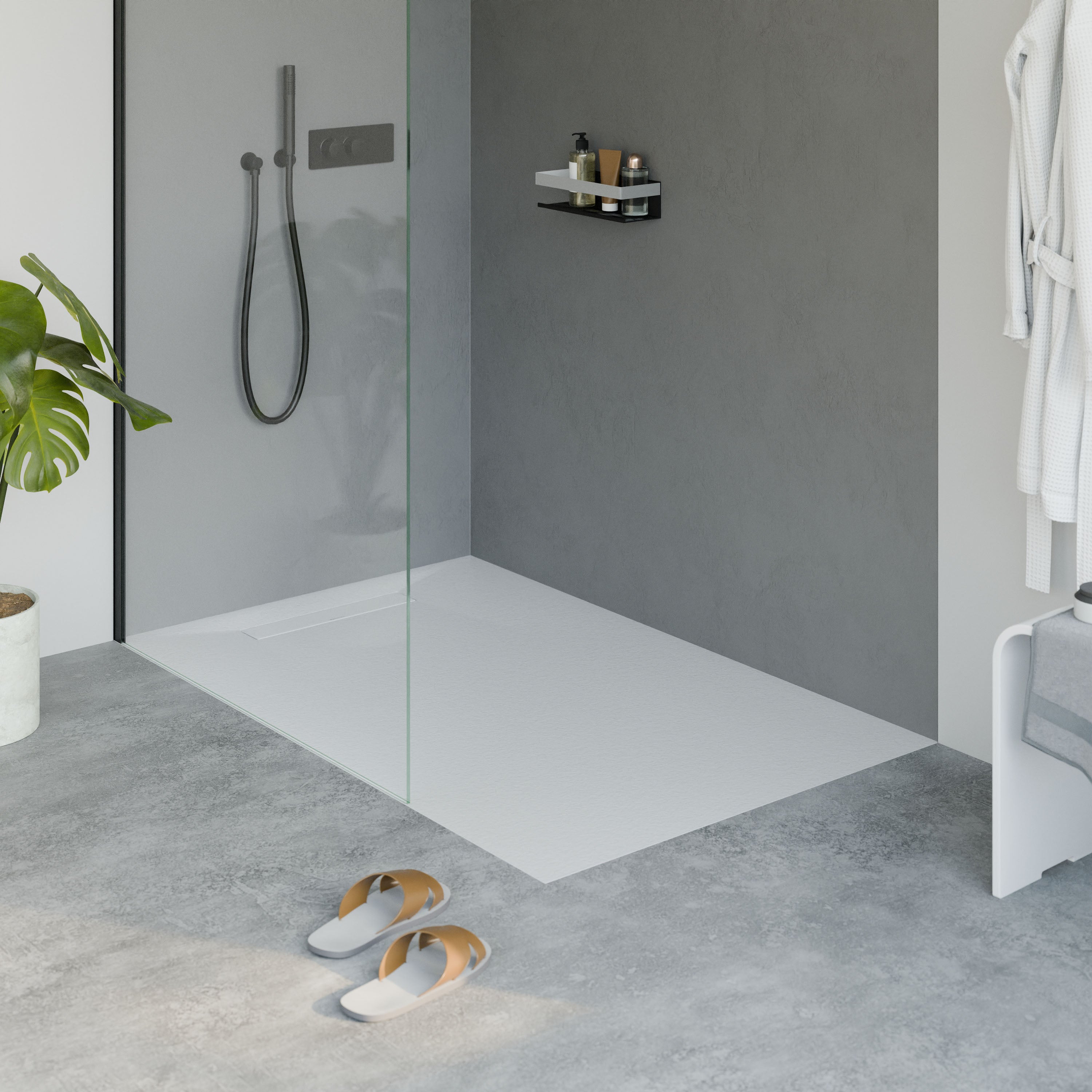 Bernstein Brodzik płaski odlew mineralny LAVOA 140x90 biały mat