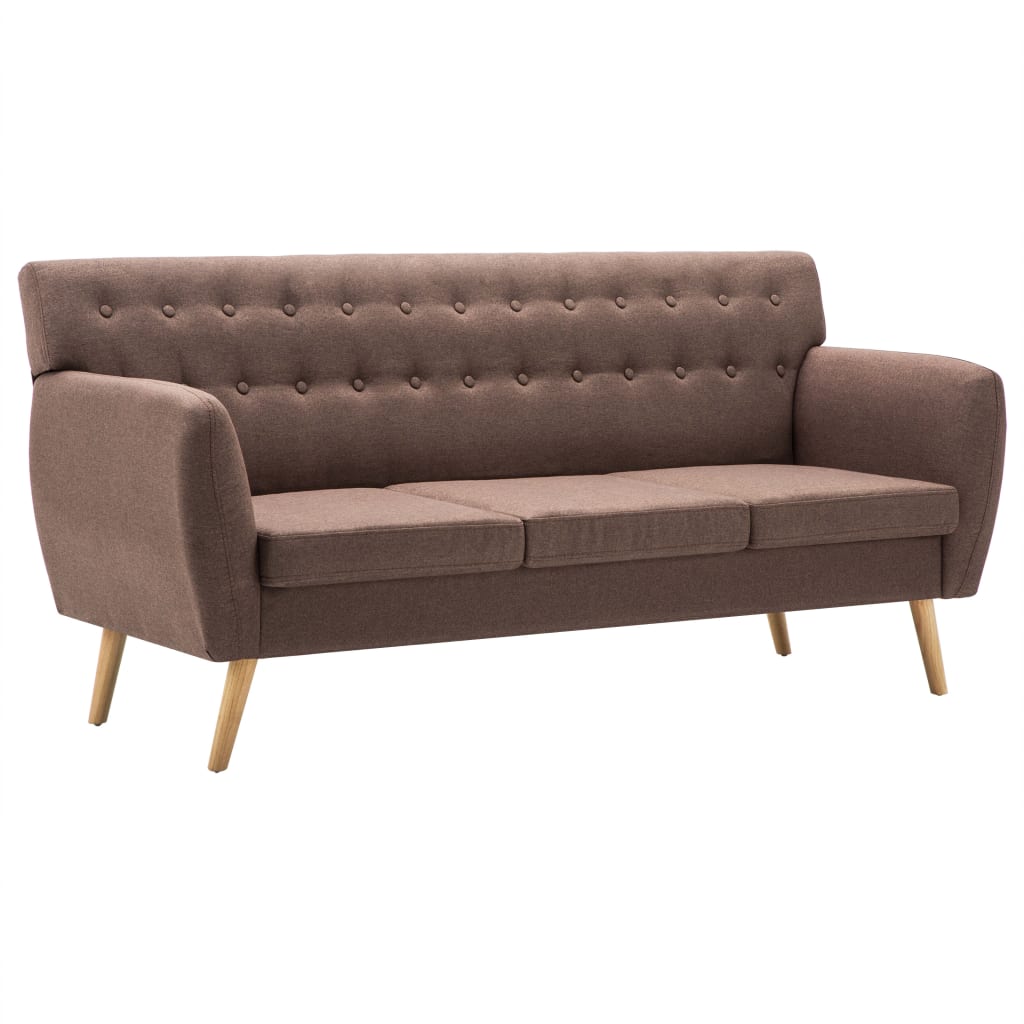 Sofá de 3 plazas | sofá de salón | sofá de descanso tapizado de tela marrón 172x70x82 cm cfw296357