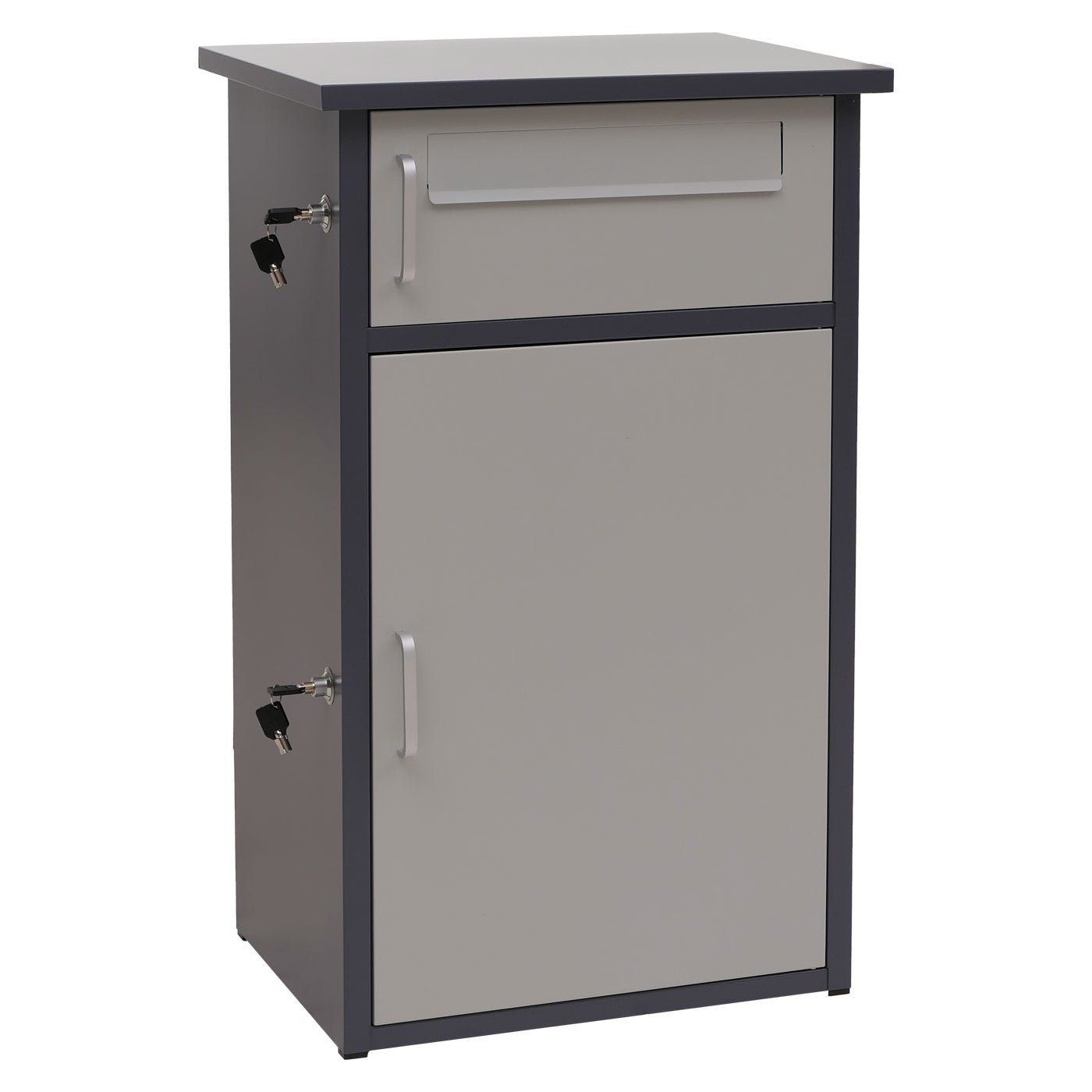 Boîte à colis HWC-O51, boîte à colis, casier à colis, boîte aux lettres 2 compartiments, acier 78 x 49 x 38 cm ~ gris foncé/gris clair - 5