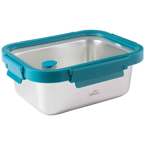 Lacor Rosa/Amarilla Fiambrera Hermética De Acero Inoxidable Rectangular Etern, Con Tapa De Cristal, 1200 Ml - Imagen 3
