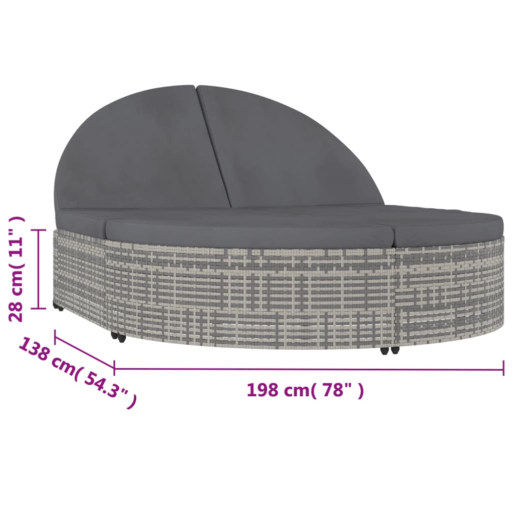 Maison Exclusive - Lettino Prendisole a 2 Posti con Cuscini in Polyrattan Grigio - 8