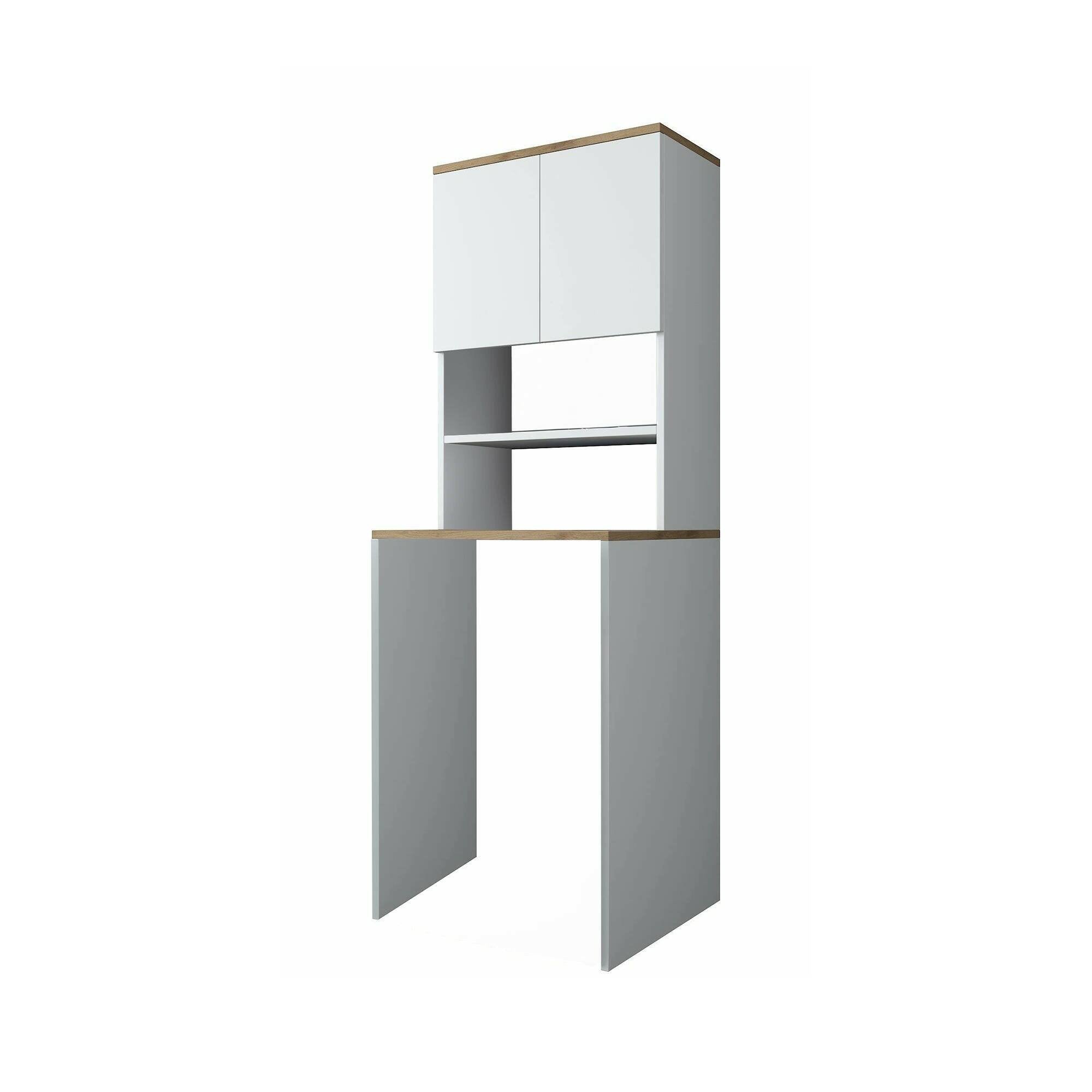 Armadio Multiuso Bellona 2 Ante - Mobile Scarpiera Salvaspazio 65x60x184cm Noce/Antracite - Foto 6