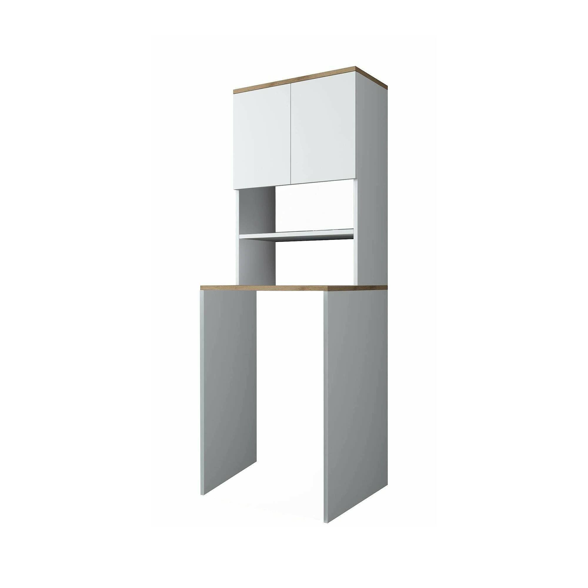 Armadio Multiuso Bellona 2 Ante - Mobile Scarpiera Salvaspazio 65x60x184cm Noce/Antracite - Foto 6