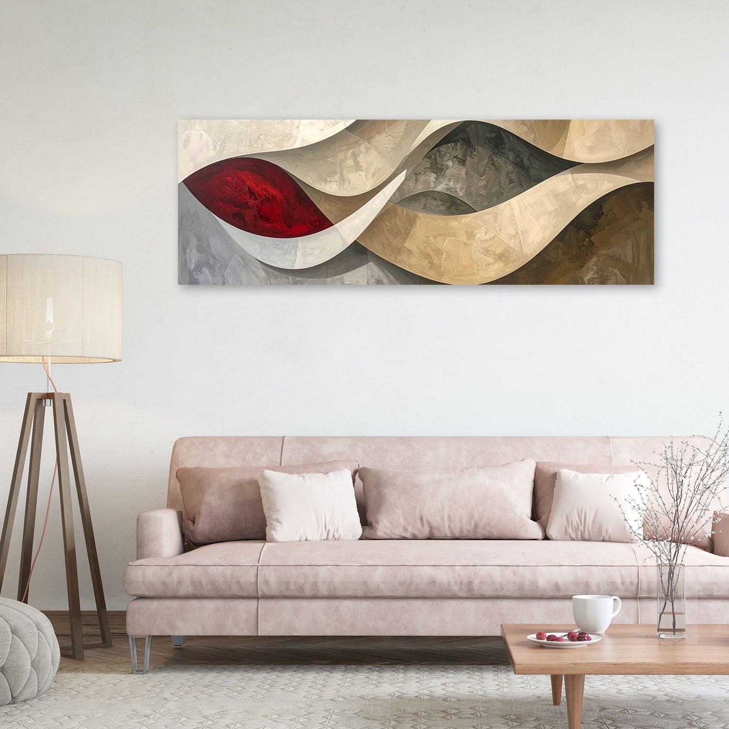 Image sur Toile Abstraction lignes texture beige rouge 90x30 - 2