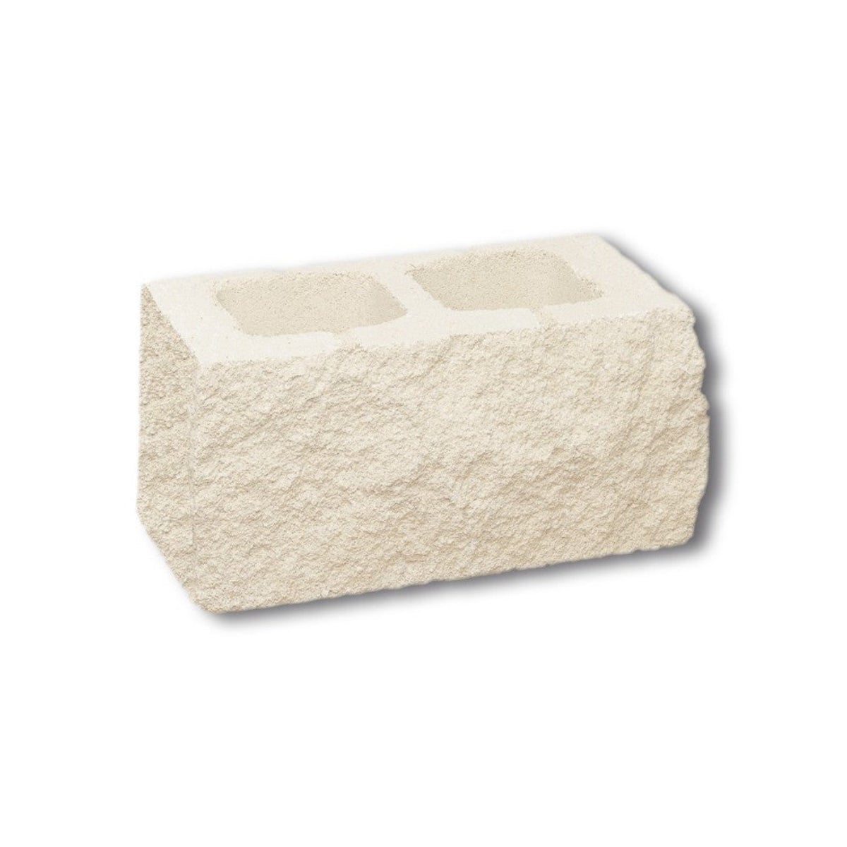 Bloque de hormigón hidrofugado rugoso blanco crema / 3 caras split y 1 lisa / palet 65 unidades