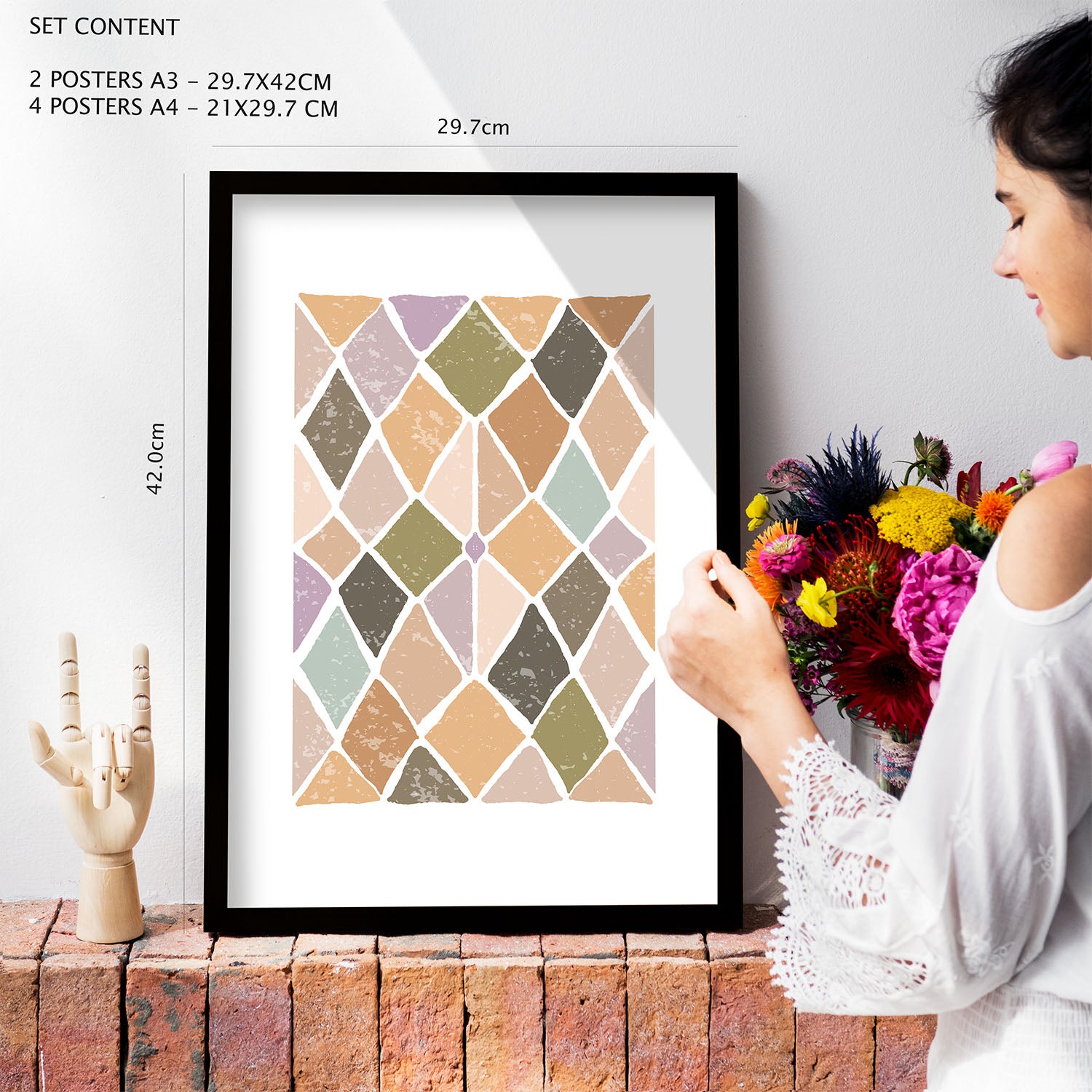 Nacnic Ensemble 6 Impressions De Motifs Dans De Style Ethnique Cadre Décoratifs Pour Votre Chambre Maison Impression A4 A3 Avec Des Cadre Noir - 4