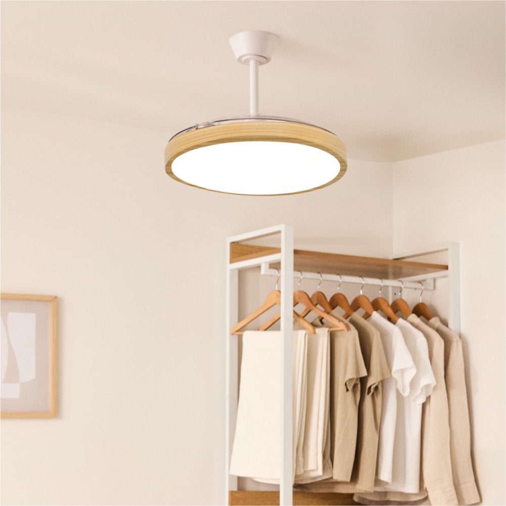 WIND CLEAR STUDIO - Wentylator sufitowy 40W cichy z chowanymi łopatkami i oświetleniem LED, różne rozmiary