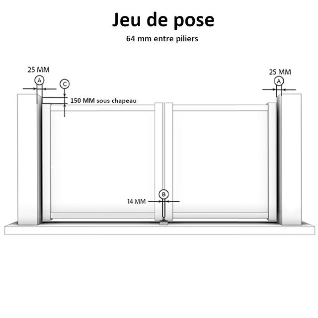 Portail battant manuel PVC blanc structure renforcée H 145 x L 300 ALENÇON CONCAVE