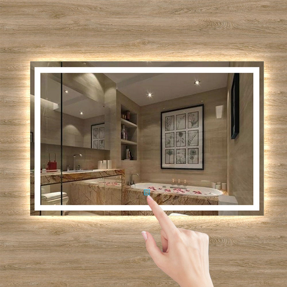 Miroir avec lumière homogène anti-buée avec interrupteur tactile + Lumière blanc 6000k + 120 x 4 x 70 cm (L x P x H) - 4