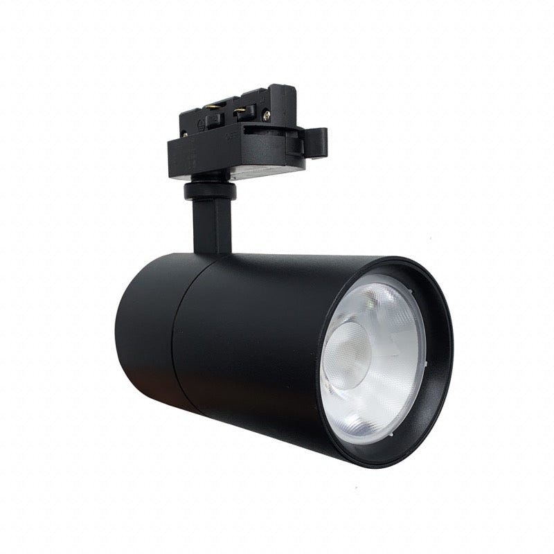 Spot LED sur Rail 30W 80° Compact Monophasé NOIR - Blanc Neutre 4000K ...