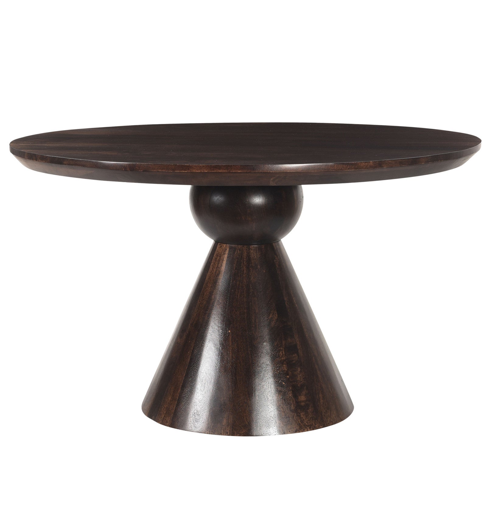 BOMBAY-Table à manger ronde 6 personnes D130, bois de Manguier noyer ...