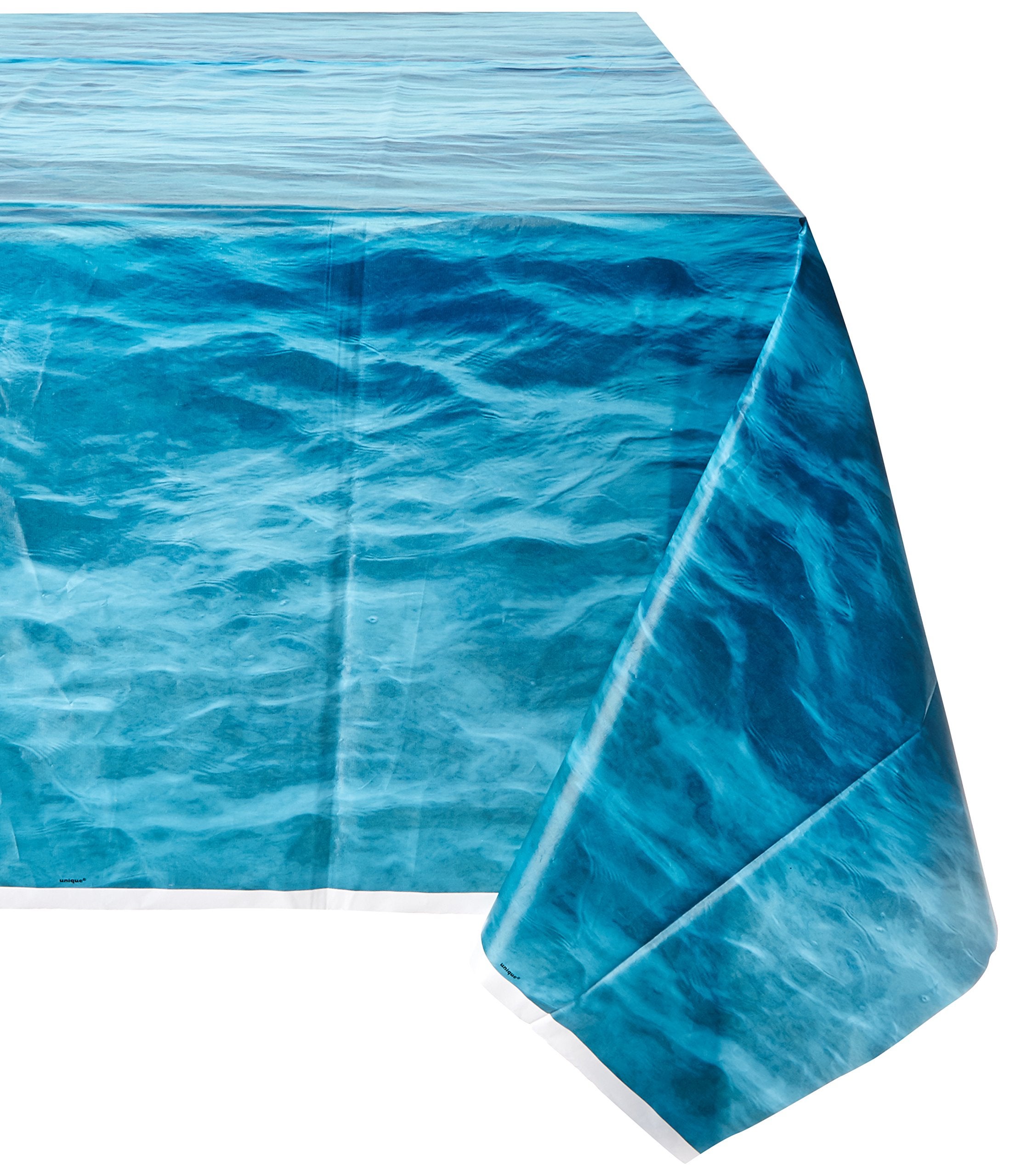 Tovaglia Di Plastica Unique Party - 2,74x1,37 M, Design Onde Dell'Oceano