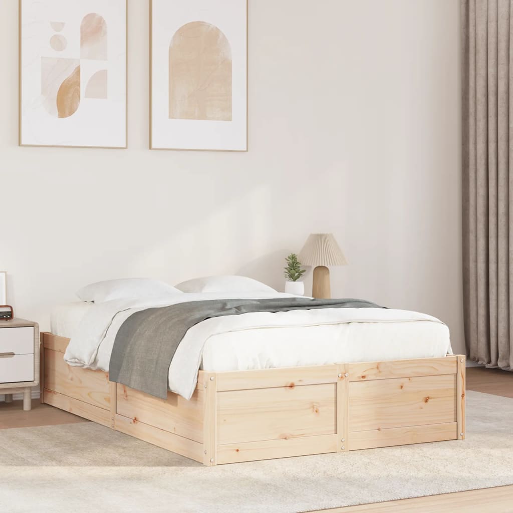 Rama łóżka bez materaca, 135x190 cm, lite drewno sosnowe vidaXL