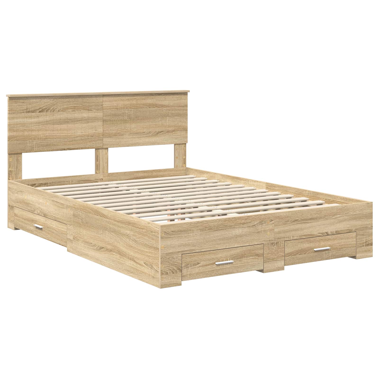 Cadre de lit en panneau de bois, chêne, pour la chambre, 135 × 190 cm - 4