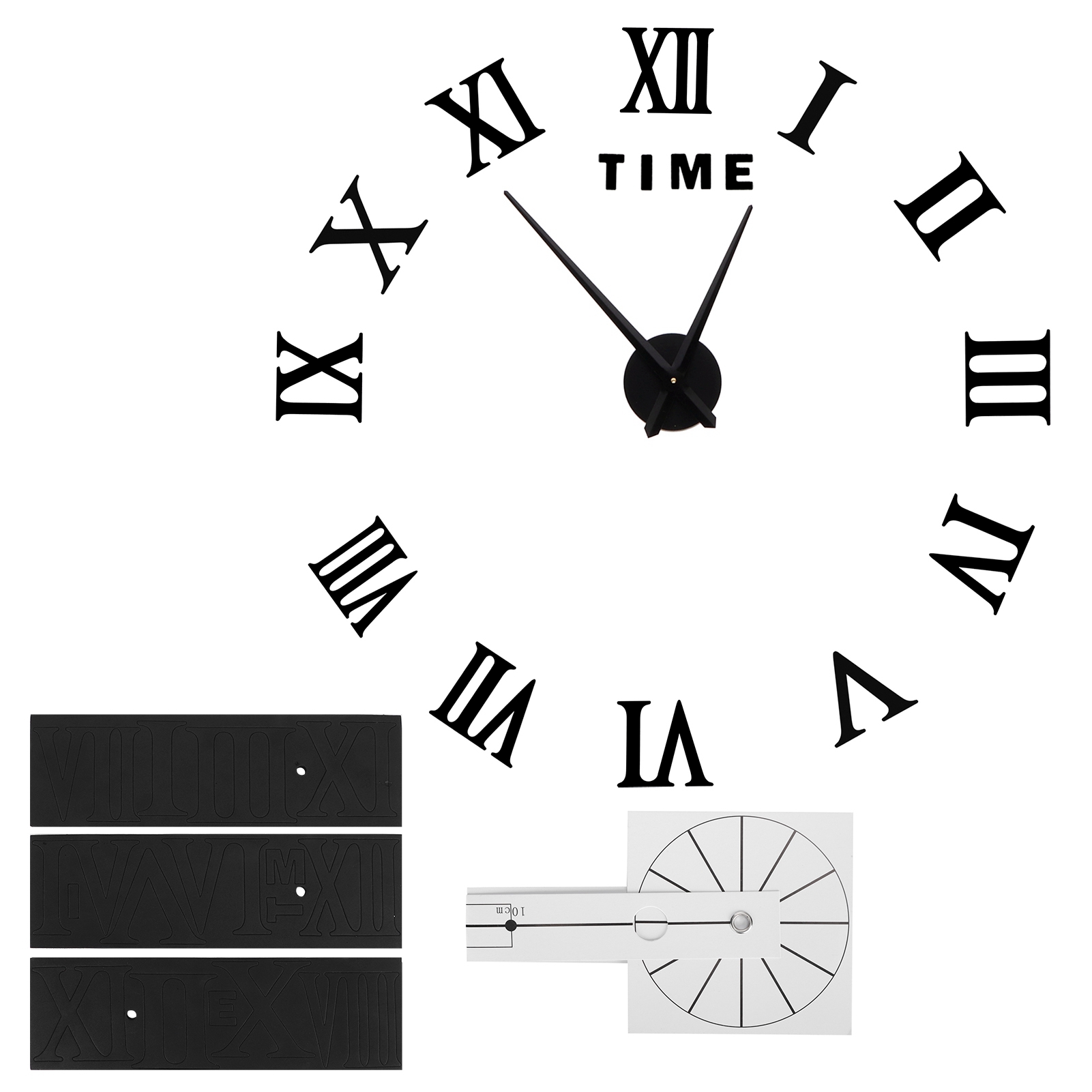 Reloj de bricolaje sin marco con superficie de espejo para decorar tu hogar - negro