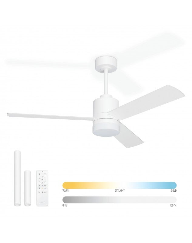 Ventilateur Plafond Avec Lumière LED Noaton Triton - 50cm - 6 Vitesses - Télécommande - Blanc