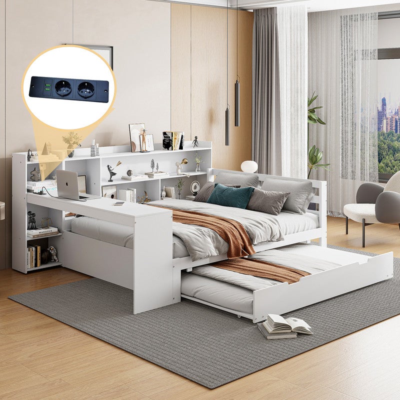 Grand Canapé Convertible Panoramique Design Simili Cuir Marron Avec Coffre De Rangement Tino 363cm 85530127