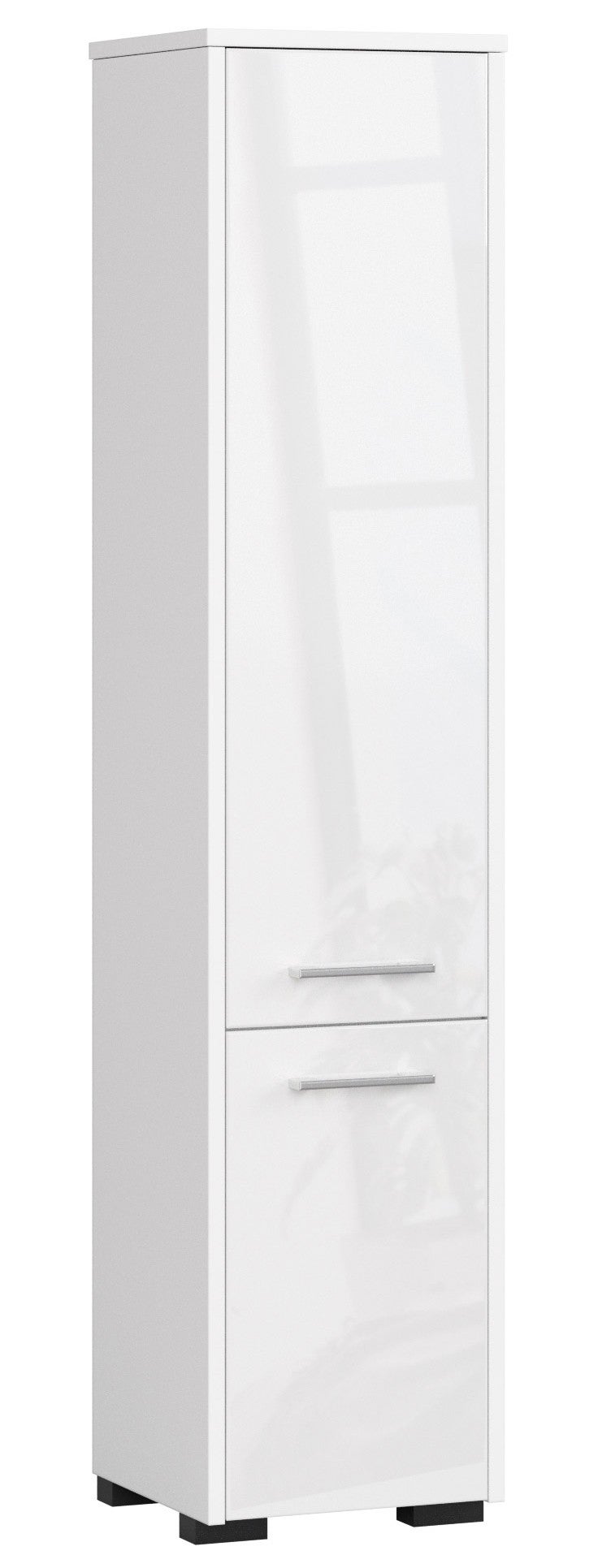 Wolnostojąca szafka łazienkowa: 2 drzwi, 5 półek, kolor biały|biały połysk, szer.: 30 cm, wys.: 140 cm, gł.: 30 cm.