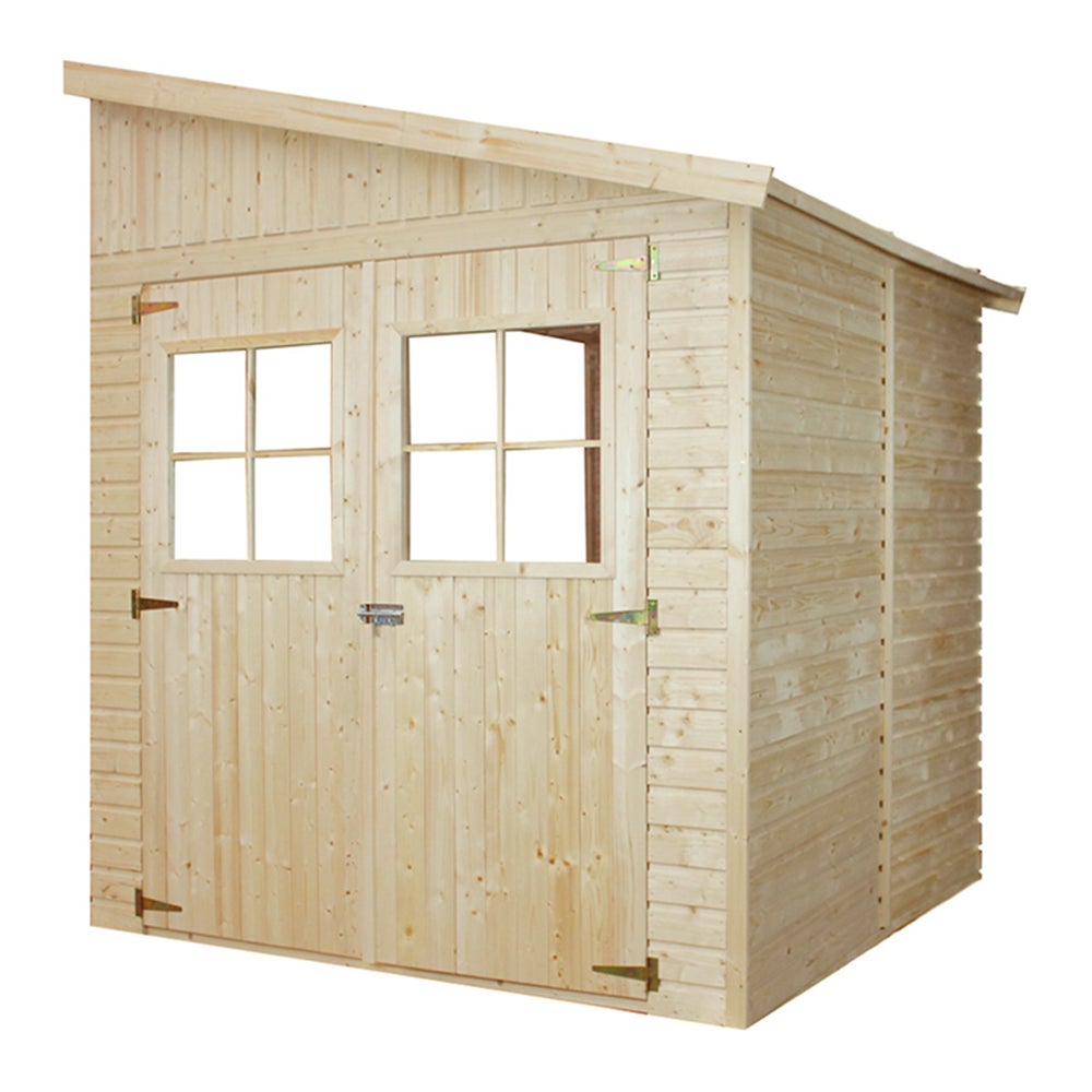 Abri De Jardin En Bois Naturel (avec Paroi Latérale) Plus Les PLANCHERS IMPRÉGNÉ- Stockage Extérieur Avec Fenêtres- H244x218x514 Cm/10 M2- Atelier Rangement Outils Et Vélos- TIMBELA M341A+M341G