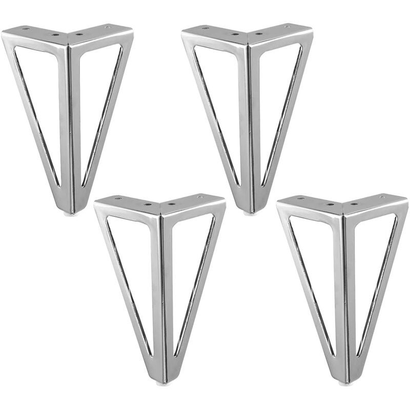 4x Trójkątne metalowe nóżki do stołu 15cm chromowane nóżki do mebli w nowoczesnym stylu do szafek, sof, łóżek