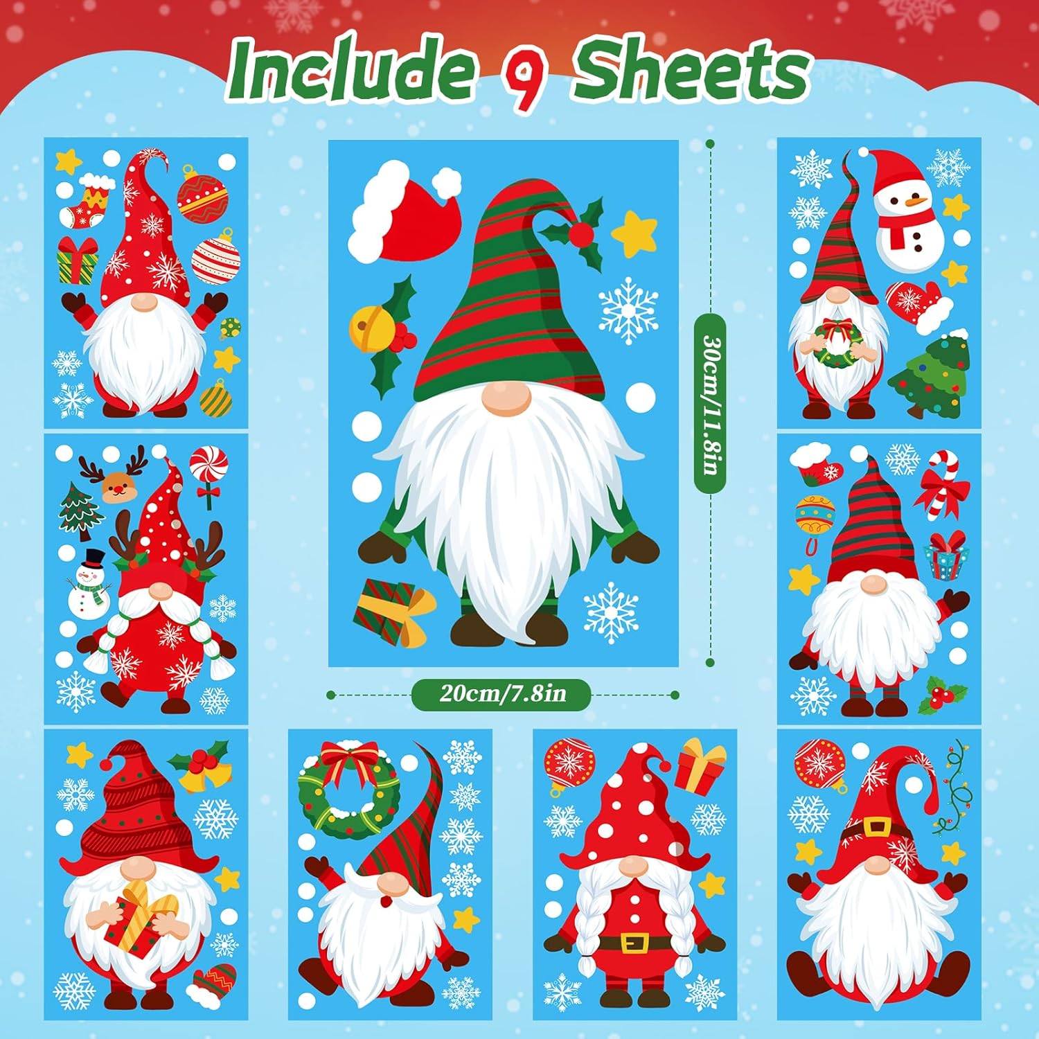 Décoration Fenêtre Noël Autocollants Noël Fenêtre 218 Pièces - Décorations Vitre Père Noël Flocons - Stickers PVC Réutilisables Pochoir Noel Fenetre Grand Format