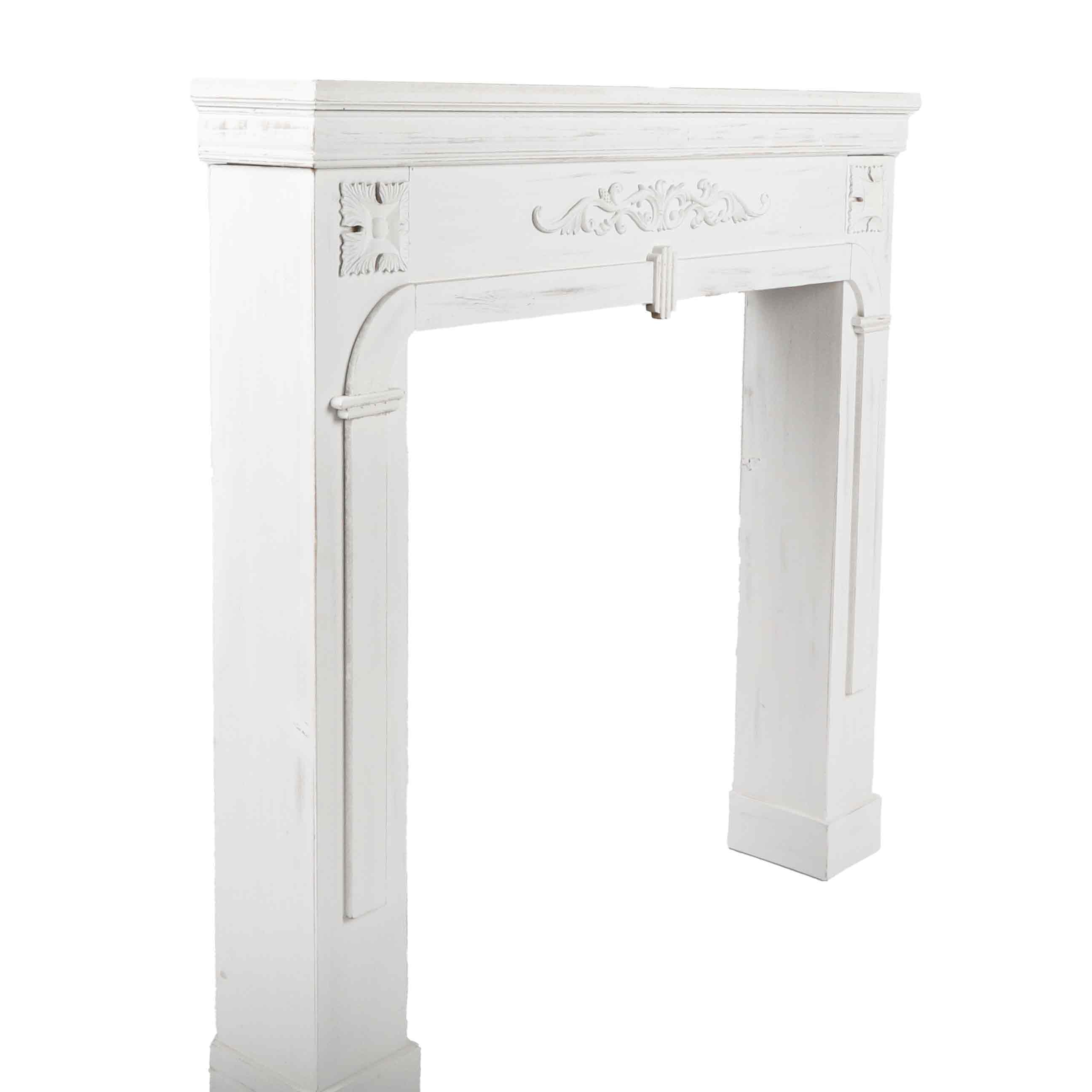 CONTOUR DE CHEMINEE EN BOIS BLANC CERUSE 104X17XH100CM - 5