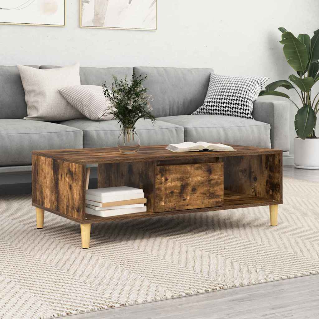 Table basse Chêne fumé 102 x 55 x 35 cm Bois d'ingénierie | Leroy Merlin