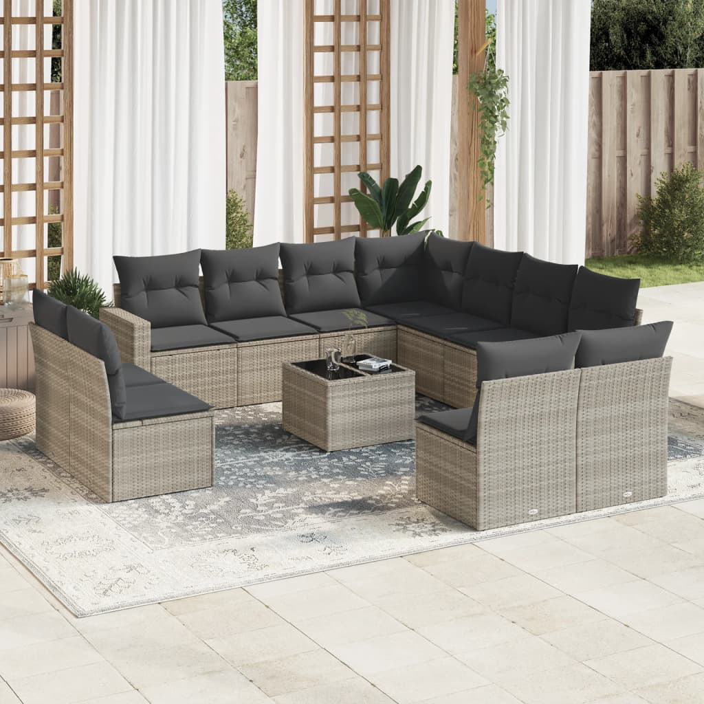 12-cz. zestaw mebli ogrodowych, z poduszkami, jasnoszary vidaXL