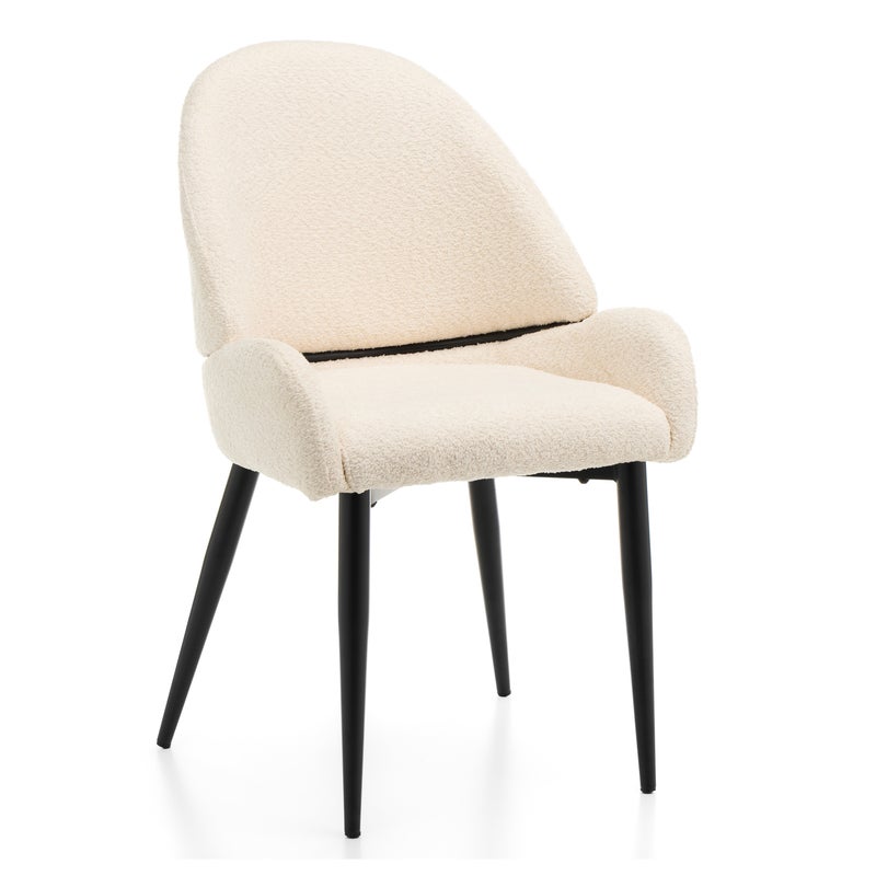 Krzesło tapicerowane boucle do salonu jadalni BERGAMO jasnobeżowe ecru